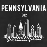 Philadelphia Pennsylvania Skyline 7 Panel Mesh Trucker Snapback Hat