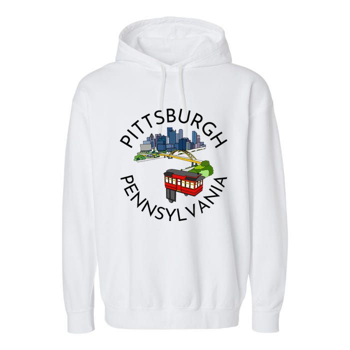 Pittsburgh Pennsylvania Steel City Skyline Bridge 412 Garment-Dyed Fleece Hoodie