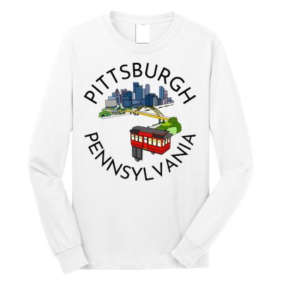 Pittsburgh Pennsylvania Steel City Skyline Bridge 412 Long Sleeve Shirt