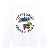 Pittsburgh Pennsylvania Steel City Skyline Bridge 412 Premium Crewneck Sweatshirt