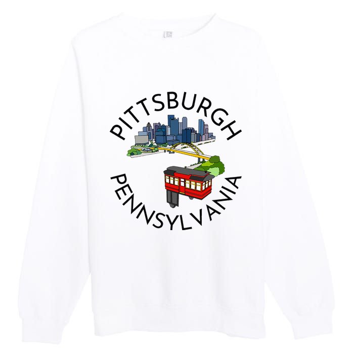 Pittsburgh Pennsylvania Steel City Skyline Bridge 412 Premium Crewneck Sweatshirt