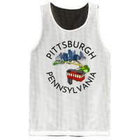 Pittsburgh Pennsylvania Steel City Skyline Bridge 412 Mesh Reversible Basketball Jersey Tank