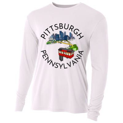 Pittsburgh Pennsylvania Steel City Skyline Bridge 412 Cooling Performance Long Sleeve Crew