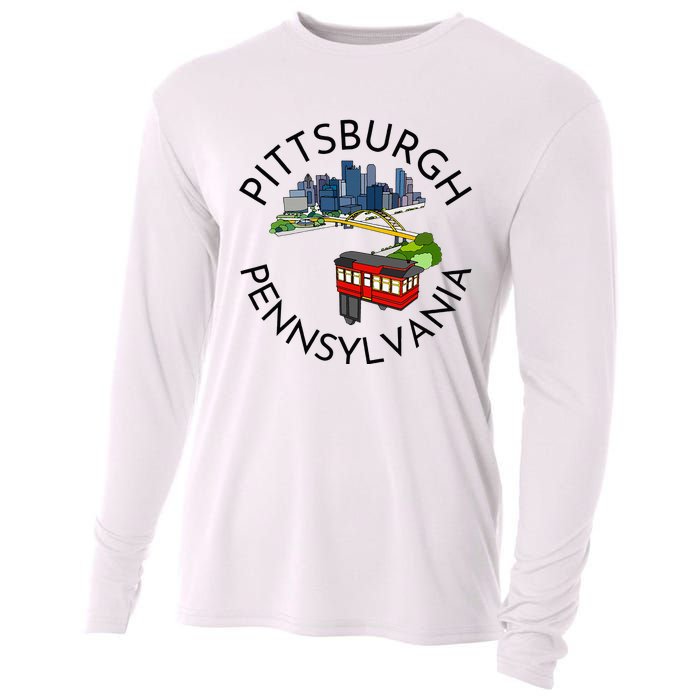 Pittsburgh Pennsylvania Steel City Skyline Bridge 412 Cooling Performance Long Sleeve Crew