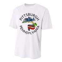 Pittsburgh Pennsylvania Steel City Skyline Bridge 412 Performance Sprint T-Shirt