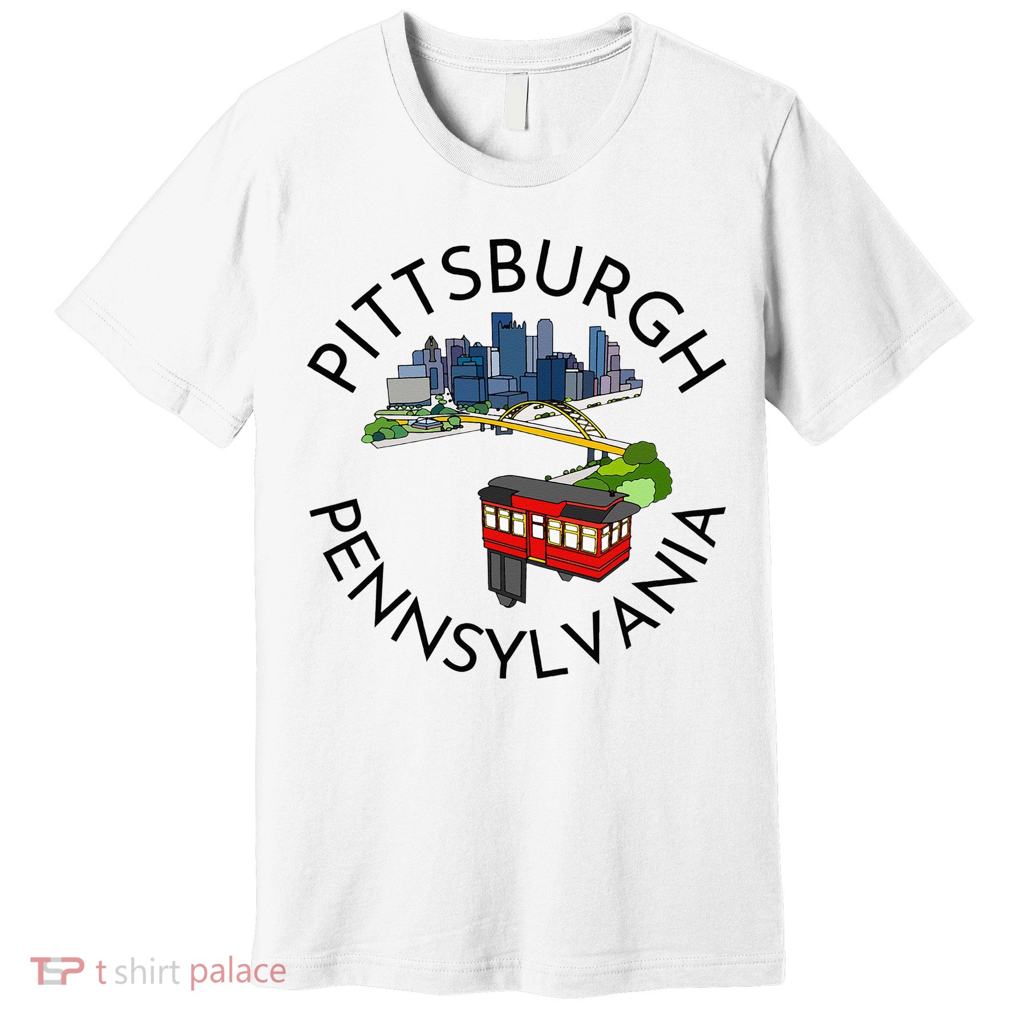 Pittsburgh Pennsylvania Steel City Skyline Bridge 412 Premium T-Shirt