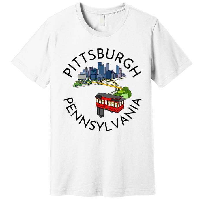 Pittsburgh Pennsylvania Steel City Skyline Bridge 412 Premium T-Shirt