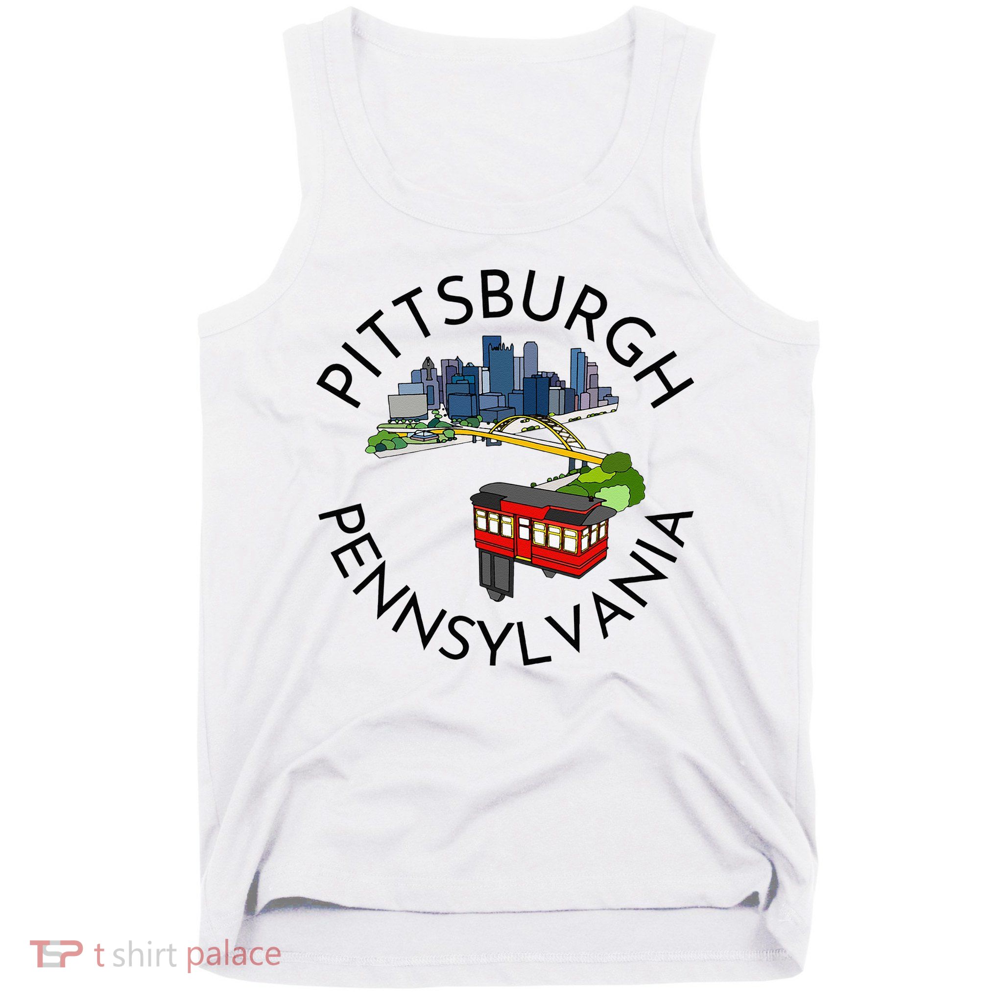 Pittsburgh Pennsylvania Steel City Skyline Bridge 412 Tank Top
