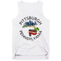 Pittsburgh Pennsylvania Steel City Skyline Bridge 412 Tank Top