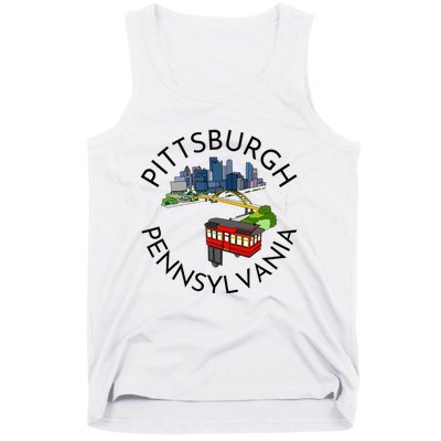 Pittsburgh Pennsylvania Steel City Skyline Bridge 412 Tank Top