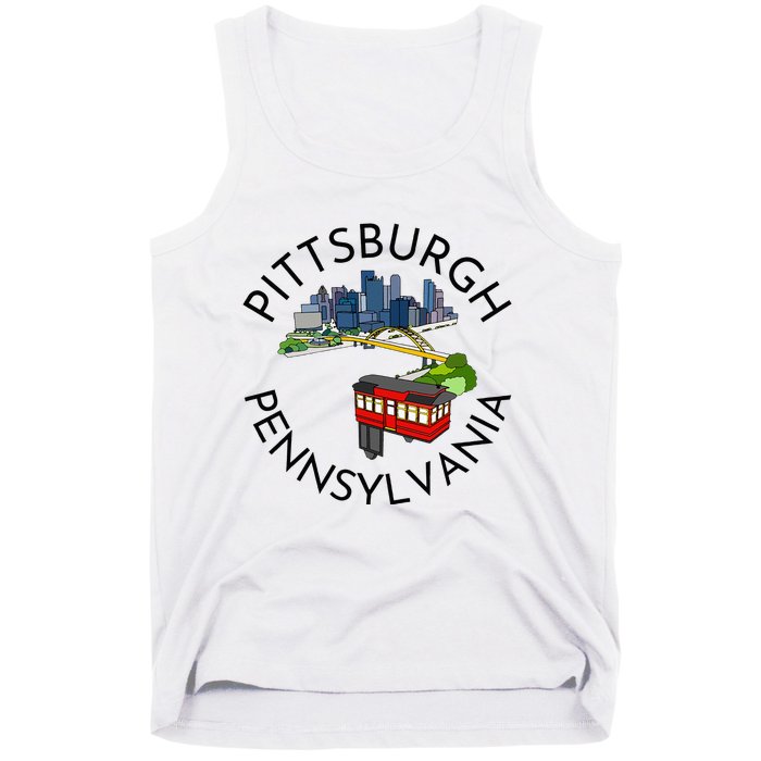 Pittsburgh Pennsylvania Steel City Skyline Bridge 412 Tank Top