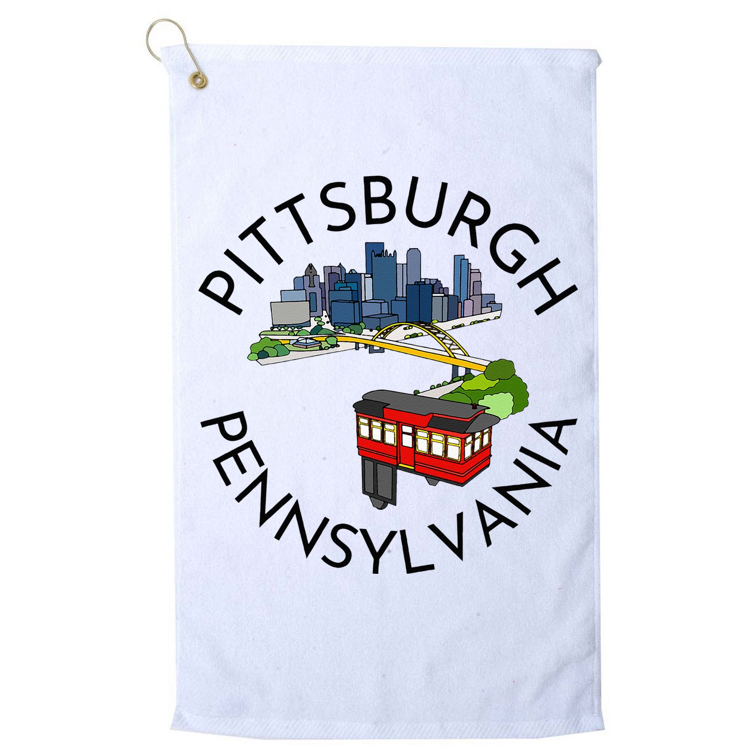 Pittsburgh Pennsylvania Steel City Skyline Bridge 412 Golf Towel