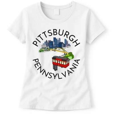 Pittsburgh Pennsylvania Steel City Skyline Bridge 412 Womens T-Shirt