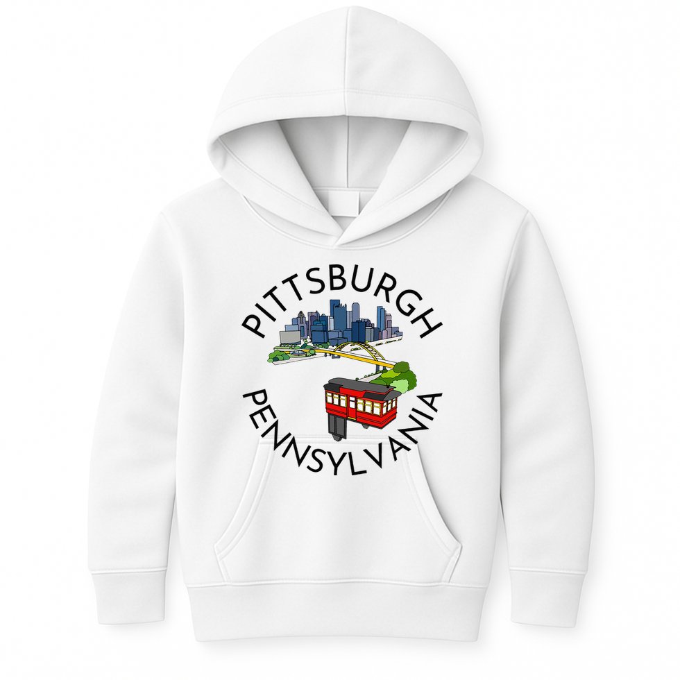 Pittsburgh Pennsylvania Steel City Skyline Bridge 412 Kids Hoodie