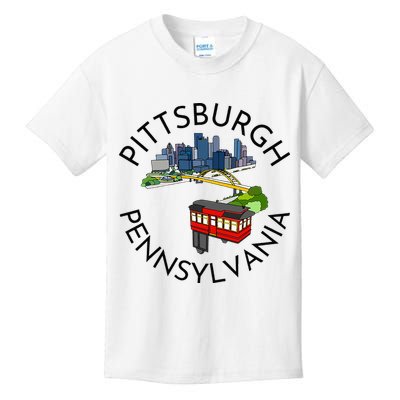 Pittsburgh Pennsylvania Steel City Skyline Bridge 412 Kids T-Shirt
