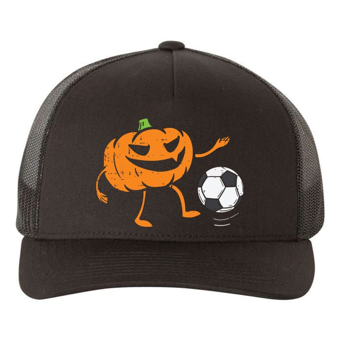 Pumpkin Playing Soccer Football Halloween Costume Sports Yupoong Adult 5-Panel Trucker Hat