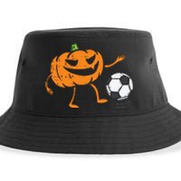 Pumpkin Playing Soccer Football Halloween Costume Sports Sustainable Bucket Hat