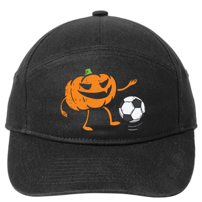 Pumpkin Playing Soccer Football Halloween Costume Sports 7-Panel Snapback Hat