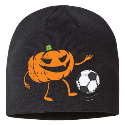 Pumpkin Playing Soccer Football Halloween Costume Sports Sustainable Beanie