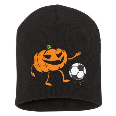 Pumpkin Playing Soccer Football Halloween Costume Sports Short Acrylic Beanie