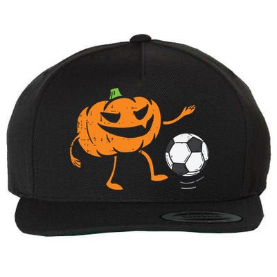 Pumpkin Playing Soccer Football Halloween Costume Sports Wool Snapback Cap