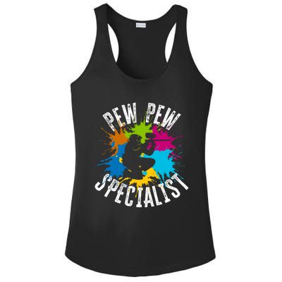 Pew Pew Specialist Shooting Paintball Gift Ladies PosiCharge Competitor Racerback Tank