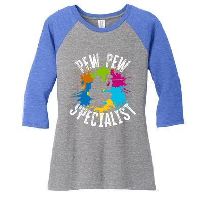 Pew Pew Specialist Shooting Paintball Gift Women's Tri-Blend 3/4-Sleeve Raglan Shirt