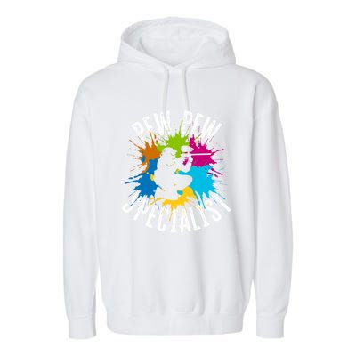 Pew Pew Specialist Shooting Paintball Gift Garment-Dyed Fleece Hoodie