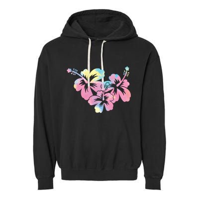 Palm Puff Summer Beach Hawaii Hibiscus Garment-Dyed Fleece Hoodie