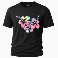 Palm Puff Summer Beach Hawaii Hibiscus Cooling Performance Crew T-Shirt