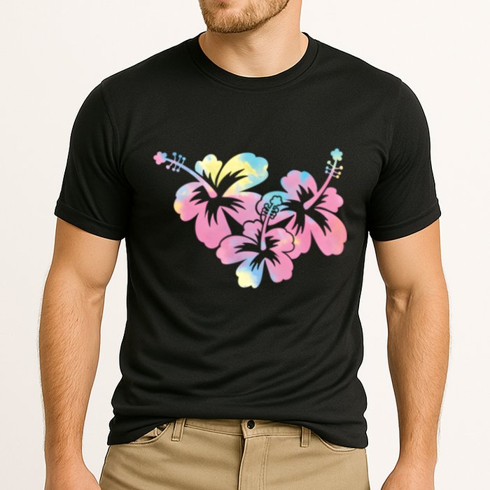 Palm Puff Summer Beach Hawaii Hibiscus Cooling Performance Crew T-Shirt