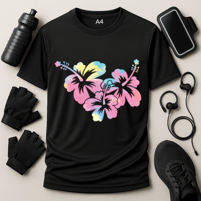 Palm Puff Summer Beach Hawaii Hibiscus Cooling Performance Crew T-Shirt