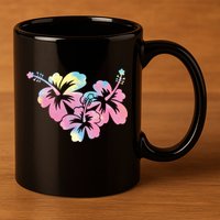 Palm Puff Summer Beach Hawaii Hibiscus 11oz C Handle Ceramic Mug