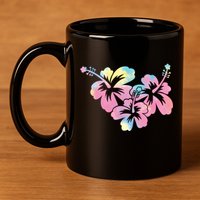 Palm Puff Summer Beach Hawaii Hibiscus 11oz C Handle Ceramic Mug