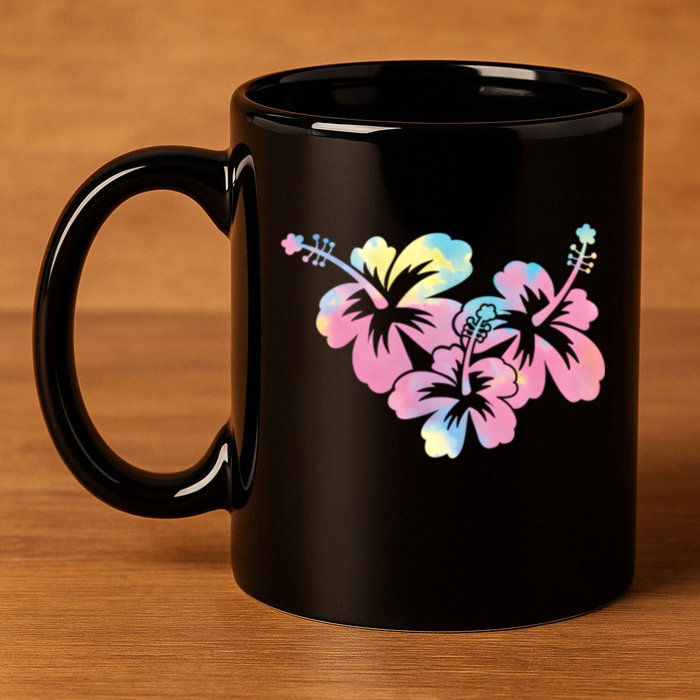 Palm Puff Summer Beach Hawaii Hibiscus 11oz C Handle Ceramic Mug