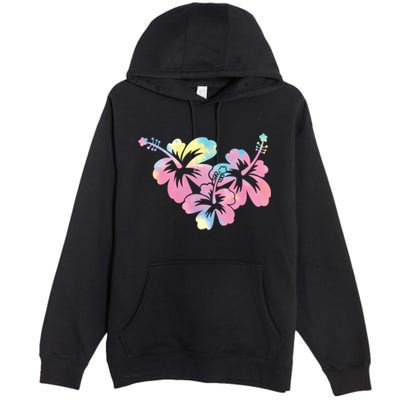 Palm Puff Summer Beach Hawaii Hibiscus Premium Pullover Hoodie