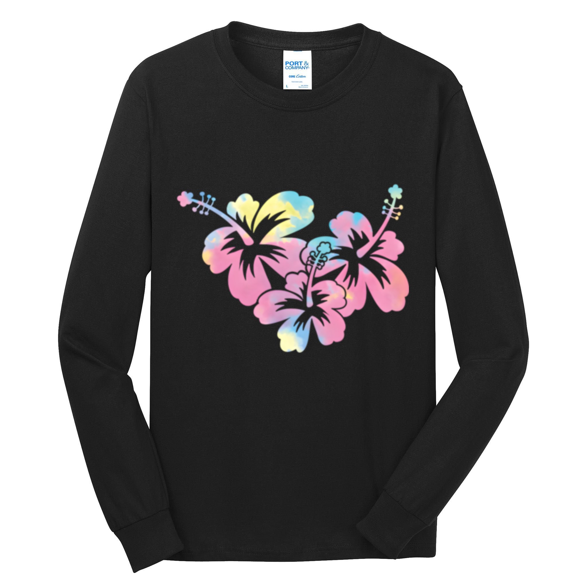 Palm Puff Summer Beach Hawaii Hibiscus Tall Long Sleeve T-Shirt