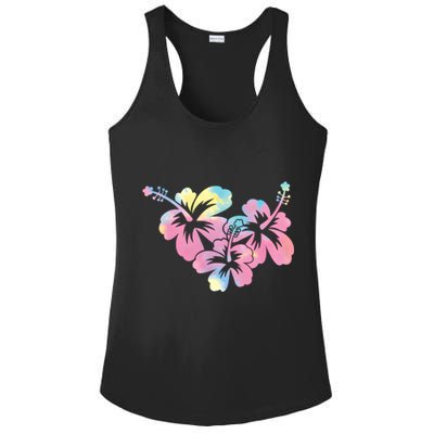 Palm Puff Summer Beach Hawaii Hibiscus Ladies PosiCharge Competitor Racerback Tank