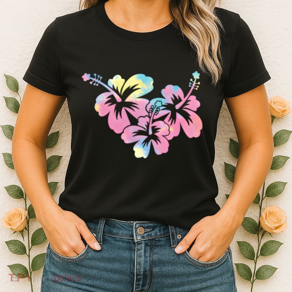 Palm Puff Summer Beach Hawaii Hibiscus Womens T-Shirt
