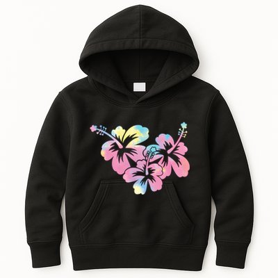 Palm Puff Summer Beach Hawaii Hibiscus Kids Hoodie