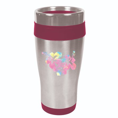 Palm Puff Summer Beach Hawaii Hibiscus 16oz Travel Tumbler