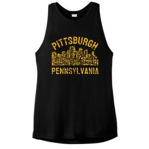 Pittsburgh Pennsylvania Steel City Skyline 412 Home Ladies PosiCharge Tri-Blend Wicking Tank