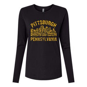 Pittsburgh Pennsylvania Steel City Skyline 412 Home Womens Cotton Relaxed Long Sleeve T-Shirt