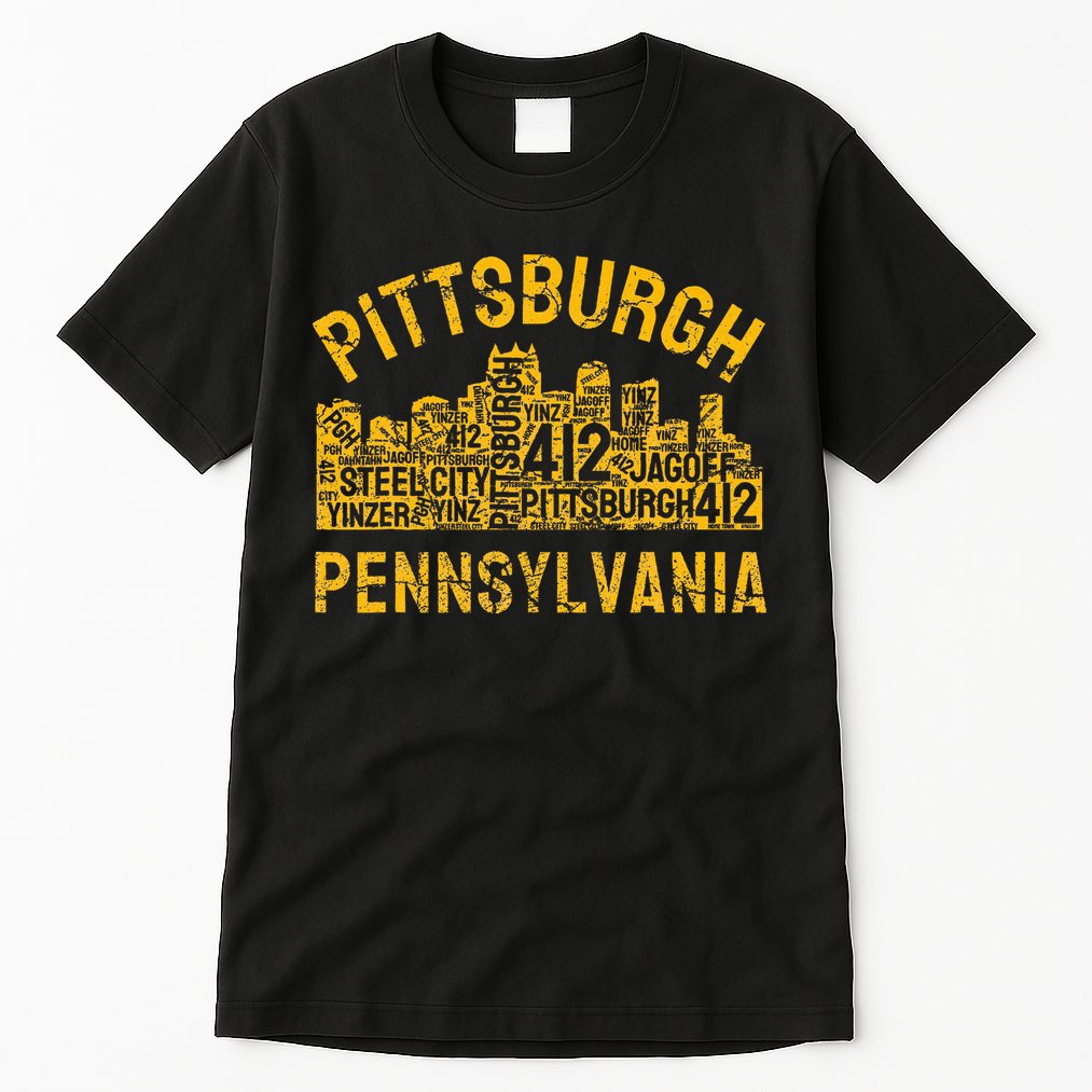Pittsburgh Pennsylvania Steel City Skyline 412 Home Tall T-Shirt