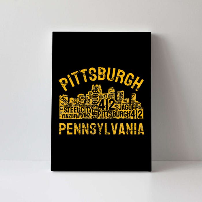 Pittsburgh Pennsylvania Steel City Skyline 412 Home Canvas