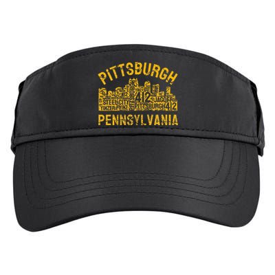 Pittsburgh Pennsylvania Steel City Skyline 412 Home Adult Drive Performance Visor