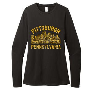 Pittsburgh Pennsylvania Steel City Skyline 412 Home Womens CVC Long Sleeve Shirt