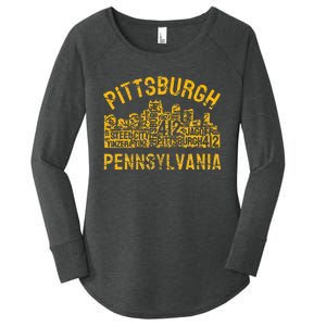 Pittsburgh Pennsylvania Steel City Skyline 412 Home Women's Perfect Tri Tunic Long Sleeve Shirt