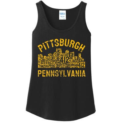 Pittsburgh Pennsylvania Steel City Skyline 412 Home Ladies Essential Tank