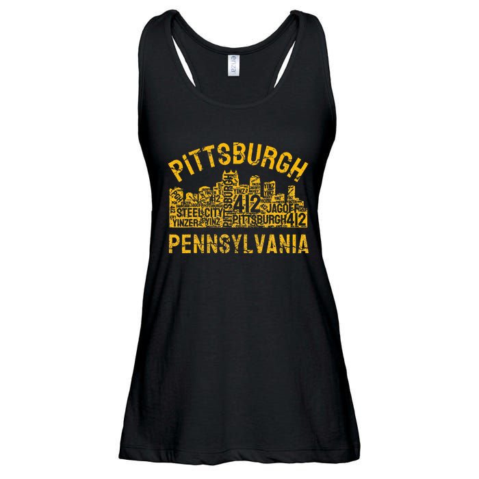 Pittsburgh Pennsylvania Steel City Skyline 412 Home Ladies Essential Flowy Tank